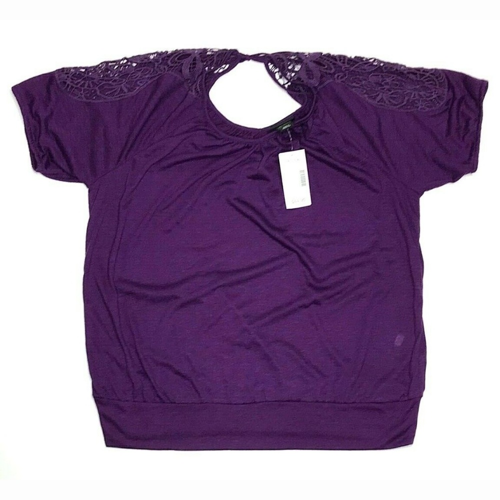 Lane Bryant 14/16W Purple Short Sleeve Knit Top